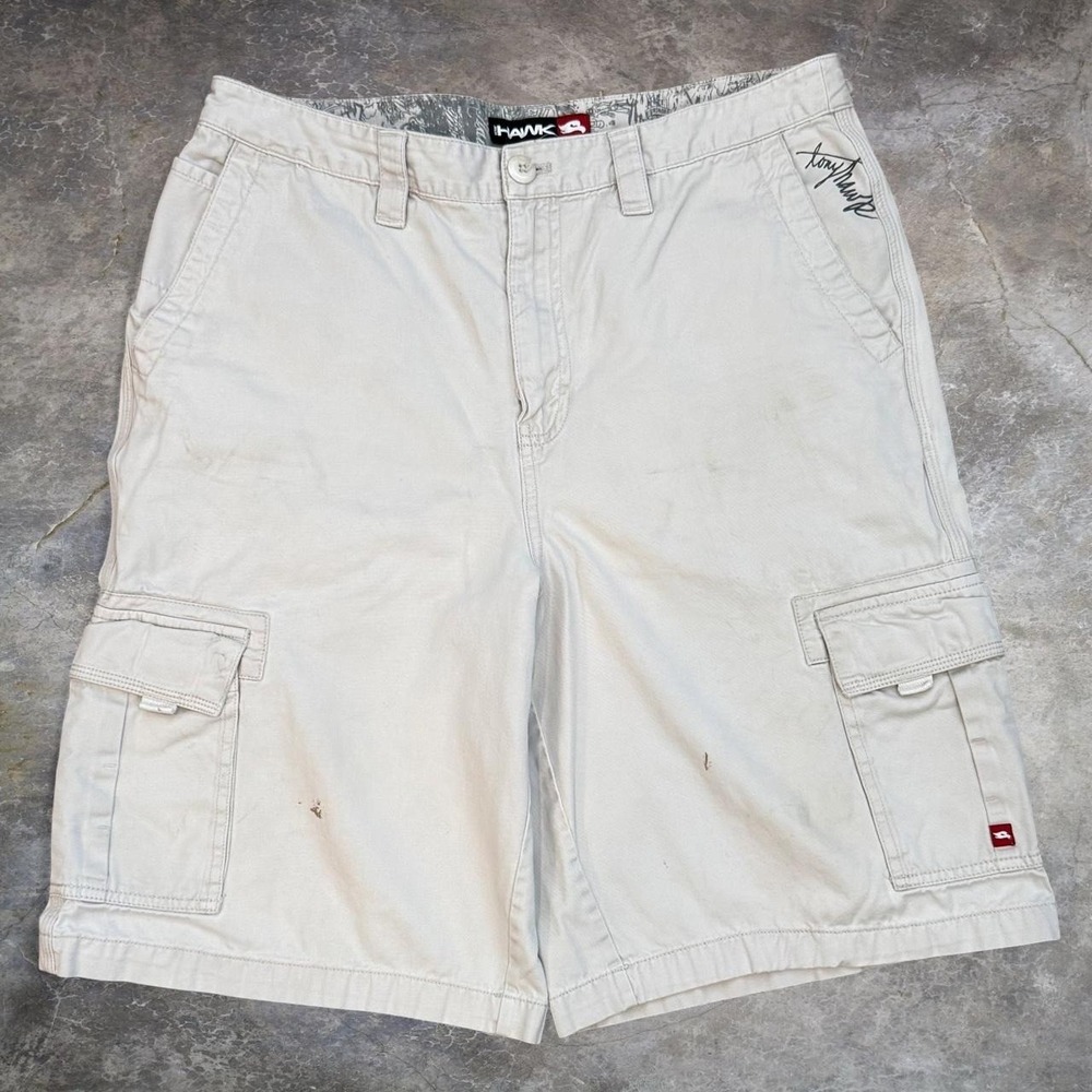 Vintage Tony Hawk Distressed Cargo Shorts Men's Size 33x11 Skater Grunge Y2K